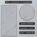 Set 20 x tapet autoadeziv imitatie marmura NEXTLY, waterproof, ajustabil, adeziv puternic, usor de montat, suprafata acoperire 3.6 mp, 30x60 cm, 2mm grosime alb-gri P8802 - imagine 2