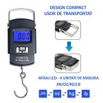 Cantar digital de mana cu carlig, NEXTLY, afisaj digital, 4 unitati de masura, capacitate 50kg, negru - imagine 4