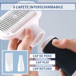 Perie cu uscator pentru caini/pisici 2 in 1 NEXTLY, 3 capete interschimbabile, 3 moduri de uscare, buton pentru indepartarea parului, zgomot redus, 600W, alb-albastru - imagine 7
