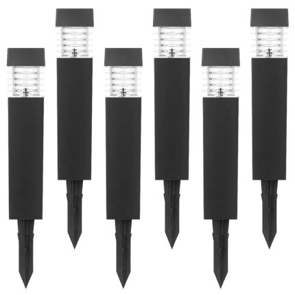 Set 6 lampi solare de exterior pentru gradina cu tarus, NEXTLY, iluminare ambientala, pentru decorarea gradinilor, curtilor, aleilor, lumina alba rece, 38x6 cm, patrate, negru