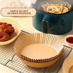 Set 200 de bucati hartie de copt NEXTLY pentru Air Fryer, cuptor cu microunde, friteuza, unica folosinta, 20x4.5 cm, rezistente la caldura 220°C, rotunde, maro - imagine 3