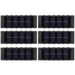 Set 6 x lampa de exterior decorativa cu incarcare solara NEXTLY, pentru perete/gard, senzor de lumina, 12 leduri sus-jos, lumina calda, rezistenta la apa, negru