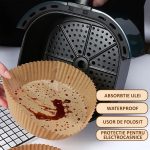 Set 200 de bucati hartie de copt NEXTLY pentru Air Fryer, cuptor cu microunde, friteuza, unica folosinta, 20x4.5 cm, rezistente la caldura 220°C, rotunde, maro - imagine 5