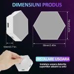 Set 10 lampi RGB hexagonale modulare de perete, NEXTLY, control prin aplicatie, telecomanda, moduri multiple, sincronizare muzicala, microfon, timer, luminozitate ajustabila - imagine 9