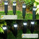 Set 6 lampi solare de exterior pentru gradina cu tarus, NEXTLY, iluminare ambientala, pentru decorarea gradinilor, curtilor, aleilor, lumina alba rece, 38x6 cm, patrate, negru - imagine 2