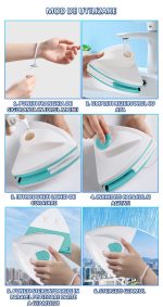 Stergator geam cu magnet NEXTLY, racleta, curata simultan ambele parti ale geamului, potrivit pentru sticla cu grosimea de 15-26mm, magnet foarte puternic, piese de schimb incluse, albastru - imagine 7