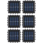 Set 6 x lampa decorativa de exterior cu incarcare solara NEXTLY, pentru perete/gard, senzor de lumina, 16 leduri pe toate laturile, lumina calda, rezistenta la apa, patrate, negru