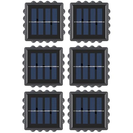 Set 6 x lampa decorativa de exterior cu incarcare solara NEXTLY, pentru perete/gard, senzor de lumina, 16 leduri pe toate laturile, lumina calda, rezistenta la apa, patrate, negru