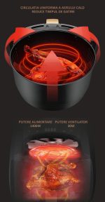 Friteuza cu aer cald + 100 hartii de copt 22x14x4.5cm, NEXTLY, gatire fara ulei, Air Fryer capacitate 4.5 litri, 1400W, 8 programe de gatire, Touch Control, afisaj digital, negru - imagine 8