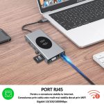 Hub USB-C 15 in 1 multifunctional, NEXTLY, adaptor multiport, incarcare wireless, 1 X HDMI, 1 X VGA, 4 X USB 2.0, 3 X USB 3.0, 1 X RJ45 Gigabit, 1 x USB-C PD100W, 1 X Jack 3.5mm, SD/TF, aluminiu - imagine 5