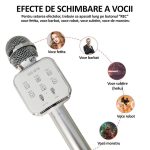 Microfon wireless pentru karaoke, boxa incorporata, bluetooth, NEXTLY, Radio FM, card SD/TF, USB, jack 3.5mm, pentru copii si adulti, argintiu - imagine 3