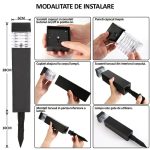 Set 2 lampi solare de exterior pentru gradina cu tarus, NEXTLY, iluminare ambientala, pentru decorarea gradinilor, curtilor, aleilor, lumina alba rece, 38x6 cm, patrate, negru - imagine 8