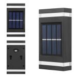Set 6 x lampa decorativa cu incarcare solara NEXTLY, pentru perete/gard, senzor de lumina, 6 leduri, lumina calda, rezistenta la apa, negru - imagine 2
