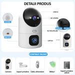 Camera dubla de supraveghere WiFi 5G, NEXTLY, pentru interior, rotatie 355°, inclinare 90°, detectare miscare si sunet, night-vision color, 5MP, suport card SD 64GB, buton apelare, functie urmarire pe - imagine 13