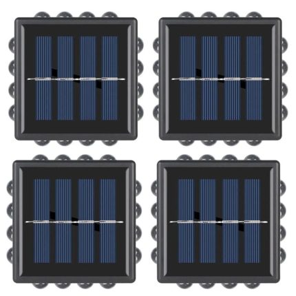 Set 4 x lampa decorativa de exterior cu incarcare solara NEXTLY, pentru perete/gard, senzor de lumina, 16 leduri pe toate laturile, lumina calda, rezistenta la apa, patrate, negru