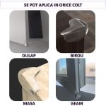 Set 12 protectii pentru colturi din silicon NEXTLY, pentru mobila, masa, dulap, geam, birou, pat, protectie pentru copii, adeziv - imagine 3