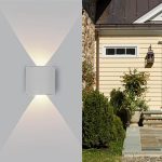 Aplica LED de perete, NEXTLY, 2 Leduri, lumina sus si jos, iluminat exterior si interior, 2W, 3000K, lumina calda, IP65, aluminiu, alb - imagine 6