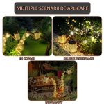 Lampa solara de exterior decorativa NEXTLY, pentru gradina si curte, senzor de lumina, waterproof, design vintage, ofera reflexie, lumina calda, inaltime reglabila, 82cm, forma de stropitoare romb - imagine 6