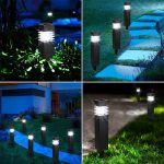 Set 2 lampi solare de exterior pentru gradina cu tarus, NEXTLY, iluminare ambientala, pentru decorarea gradinilor, curtilor, aleilor, lumina alba rece, 38x6 cm, patrate, negru - imagine 9