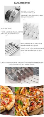 Taietor pentru aluat extensibil NEXTLY, 5 role, otel inoxidabil, distanta ajustabila, alungire maxima 50cm, distanta maxima intre role 12cm, argintiu - imagine 4