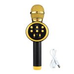 Microfon wireless pentru karaoke, NEXTLY, boxa bluetooth incorporata, efecte de schimbare a vocii, redare muzica, usb, card sd, mufa jack 3.5mm, incarcare micro-usb, negru-auriu, v11 - imagine 6