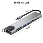 Hub USB Tip C 8 porturi, NEXTLY, adaptor multiport, 1x HDMI, 2x USB A, 2x USB C, 1x RJ45 100MBps, cititor card SD/TF, USB 2.0-3.0 - imagine 9