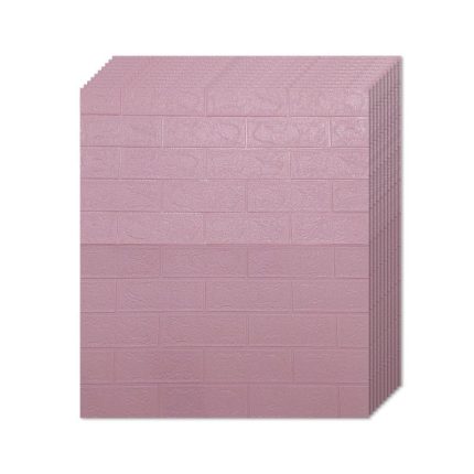 Set 10 x tapet 3D autoadeziv NEXTLY, rezistent la apa si caldura, 77 x 70 cm, model caramida, roz