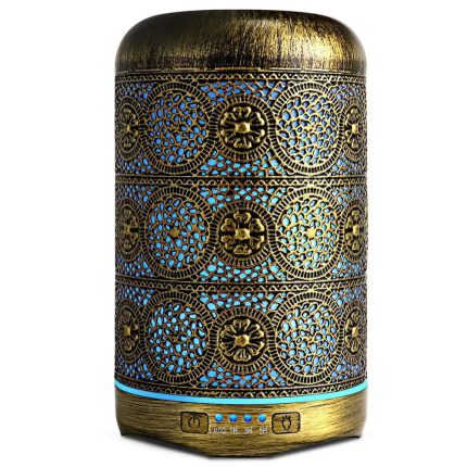 Difuzor de aromaterapie / umidificator cu ultrasunete, NEXTLY, portabil, silentios, capacitate 250ml, 7 culori LED pentru iluminare ambientala, 4 setari de timp, bronz