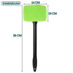 Stergator parbriz/luneta/geamuri auto din microfibra NEXTLY, cap rotativ la 180°, laveta detasabila, 36x14 cm, verde - imagine 2