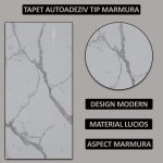 Set 20 x tapet autoadeziv imitatie marmura NEXTLY, waterproof, ajustabil, adeziv puternic, usor de montat, suprafata acoperire 3.6 mp, 30x60 cm, 2mm grosime P8803 - imagine 2