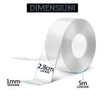 Set 4 x banda dublu adeziva transparenta NEXTLY, 5 metri/bucata, adeziv puternic, rezistenta la apa, flexibila, siliconica, nu lasa urme pe suprafete, aplicabila pe diverse suprafete - imagine 6