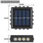 Set 2 x lampa decorativa de exterior cu incarcare solara NEXTLY, pentru perete/gard, senzor de lumina, 16 leduri pe toate laturile, lumina calda, rezistenta la apa, patrate, negru - imagine 6