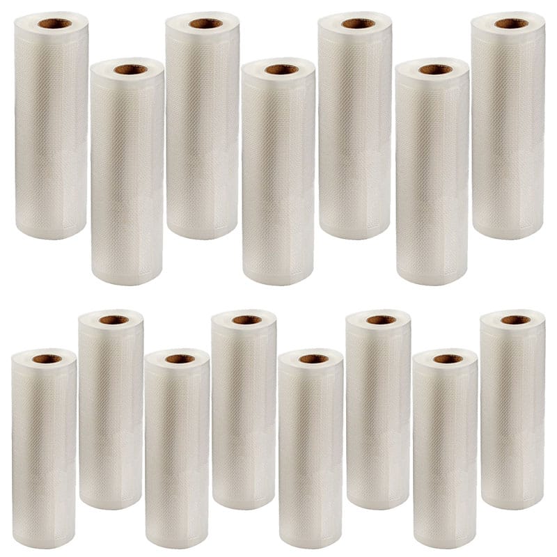 83b8a2d76729540dcf7a938045aca400-1.jpg Set 15 role pungi universale pentru vidat si sigilat alimente, NEXTLY, gofrate, lavabile, conservare optima, fructe, legume, carne, mancare, compatibilitate universala, rezistenta la inghet si caldura - imagine 1