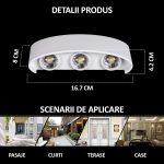 Aplica LED de perete, NEXTLY, 6 Leduri, lumina sus si jos, iluminat exterior si interior, 6W, 3000K, lumina calda, IP65, aluminiu, alb - imagine 8