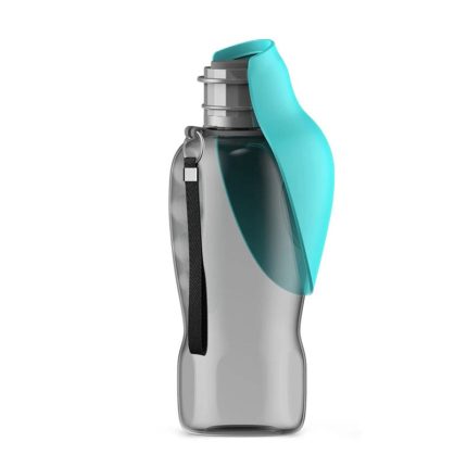 Sticla de apa portabila pentru caini si pisici NEXTLY, 800ml, sistem de blocare al apei, anti-scurgere, agatatoare, potrivita pentru orice talie, ABS, negru-verde