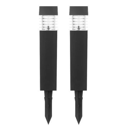 Set 2 lampi solare de exterior pentru gradina cu tarus, NEXTLY, iluminare ambientala, pentru decorarea gradinilor, curtilor, aleilor, lumina alba rece, 38x6 cm, patrate, negru