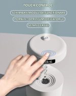 Umidificator de aer anti-gravitational ultrasonic NEXTLY, afisaj ceas digital, 2 moduri de functionare, lumina LED ambientala, silentios, Touch Control, alimentare USB, 600ml, alb - imagine 8