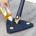 Mop multifunctional NEXTLY pentru suprafete uscate si ude, cap triunghiular rotativ 360°, stergator pentru geamuri, podele, pereti, mobila, laveta microfibre, maner telescopic, ajustabil - imagine 15