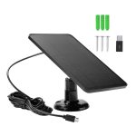 Mini panou solar pentru alimentare camere, incarcare telefon, 10W 5V, NEXTLY, cablu 3m, conector micro-usb si adaptor tip c inclus, 175x120 mm, negru