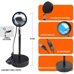 Lampa ambientala RGB NEXTLY, control prin aplicatie si telecomanda, sunset lamp, lumina de veghe, 8 moduri, 16 culori, sincronizare muzicala, timer, ajustare luminozitate, corp metalic, cap rotativ, n - imagine 11