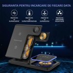 Incarcator wireless 3 in 1 NEXTLY pentru telefon, ceas Apple iWatch, casti wireless, Airpods, incarcare rapida 15W, lumina ambientala LED, pliabil, negru - imagine 8