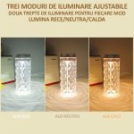 Difuzor de aromaterapie cu iluminare ambientala, NEXTLY, forma veioza, imitatie cristal, lumina ambientala alba rece/calda/neutra, 2 trepte de intensitate, 2 moduri de abur, capacitate 900ml - imagine 8