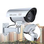 Set 2 x camera de supraveghere falsa NEXTLY pentru exterior/interior, led rosu intermitent, rotire 360°/90°, waterproof, baterii AA, argintiu - imagine 12