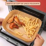 Set 100 de bucati hartie de copt NEXTLY pentru Air Fryer, cuptor cu microunde, friteuza, cuptor, de unica folosinta, non-toxice, 22x14x4.5 cm, rezistente la caldura 220°C, dreptunghiulare, crem - imagine 2