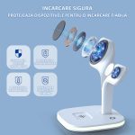Incarcator wireless magnetic NEXTLY pentru iPhone 12/13/14 Mini/Pro/Pro Max/Plus, AirPods 2/3/Pro, Apple Watch 2/3/4/5/6/7/8/SE, Fast Charger 15W, lumina ambientala LED, suporta husa Mag Safe, alb - imagine 9