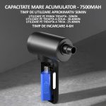 Suflanta de aer comprimat si aspirator 2 in 1, NEXTLY, cu acumulator 7500mah, pentru indepartare praf PC, curatare tastatura, 100w, 100000RPM, 3 viteze, lumina led, functie powerbank, accesorii inclus - imagine 8