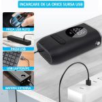 Compresor auto portabil, NEXTLY, pompa electrica pentru umflat roti, cu afisaj digital, 4 moduri, 4 capete pentru umflare, acumulator 2 x 2000mah, 10.3 BAR, functie powerbank, incarcare tip c, lumina - imagine 8