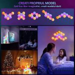 Set 8 lampi RGB hexagonale modulare de perete, NEXTLY, control prin aplicatie, telecomanda, moduri multiple, sincronizare muzicala, microfon, timer, luminozitate ajustabila - imagine 10