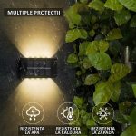Set 2 x lampa decorativa cu incarcare solara NEXTLY, pentru perete/gard, senzor de lumina, 10 leduri, lumina rece, rezistenta la apa, negru - imagine 6