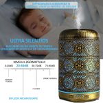 Difuzor de aromaterapie / umidificator cu ultrasunete, NEXTLY, portabil, silentios, capacitate 250ml, 7 culori LED pentru iluminare ambientala, 4 setari de timp, bronz - imagine 4